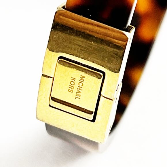 Michael Kors Faux Tortoise Shell Clamper Hinged Bangle Bracelet - Picture 5 of 6